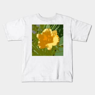 Yellow daylily, photography and digital Kids T-Shirt